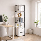 Librería Robbins Black Black White Melamine 39x160x39 cm