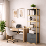 Librería Robbins oro antracita melamina 39x160x39 cm
