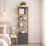 Librería Robbins oro antracita melamina 39x160x39 cm