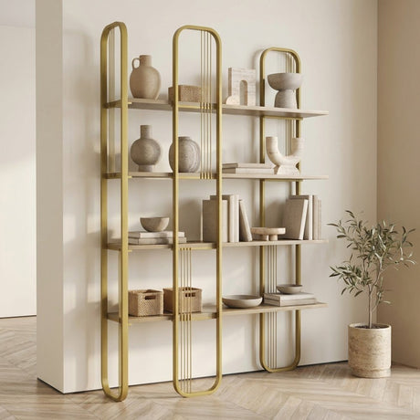 Librería Sierra Melamina amarilla 124x182x26 cm