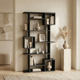 Boekenkasten - Asymmetrische boekenkast antraciet melamine Soto 92x173x28 cm - Dimehouse