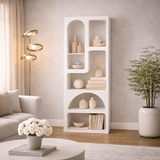 Boekenkasten - Boekenkast met organische vormen wit melamine Nolen 60x150x32 cm - Dimehouse