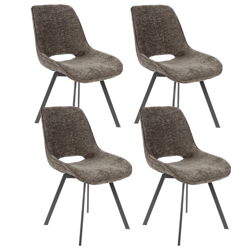 Conjunto de 4 sillas de comedor giratorias Silos chenilla topo 