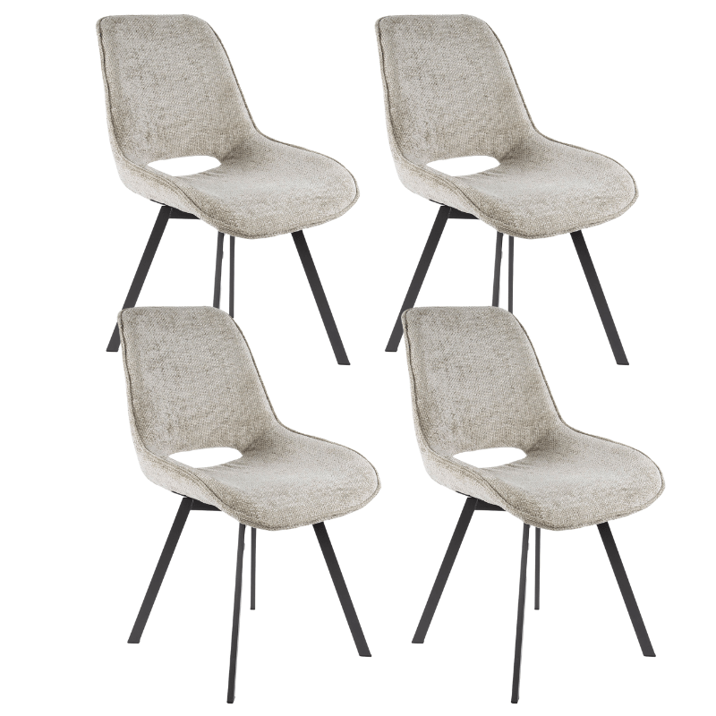 Juego de 4 sillas de comedor giratorias Silos chenille beige 
