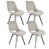 Juego de 4 sillas de comedor giratorias Silos chenille beige 
