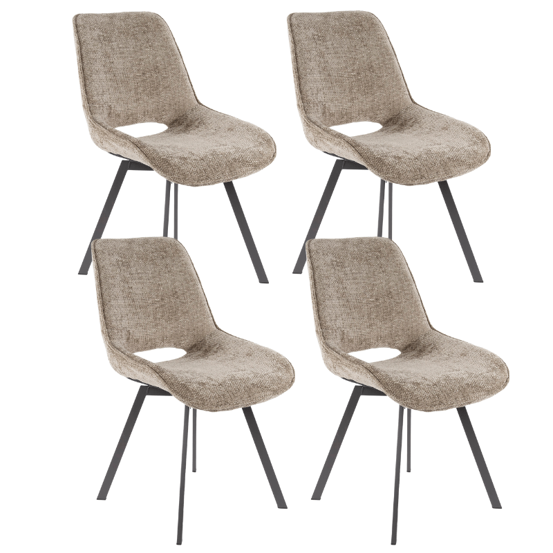 Conjunto de 4 sillas de comedor giratorias Silos chenille marrón 