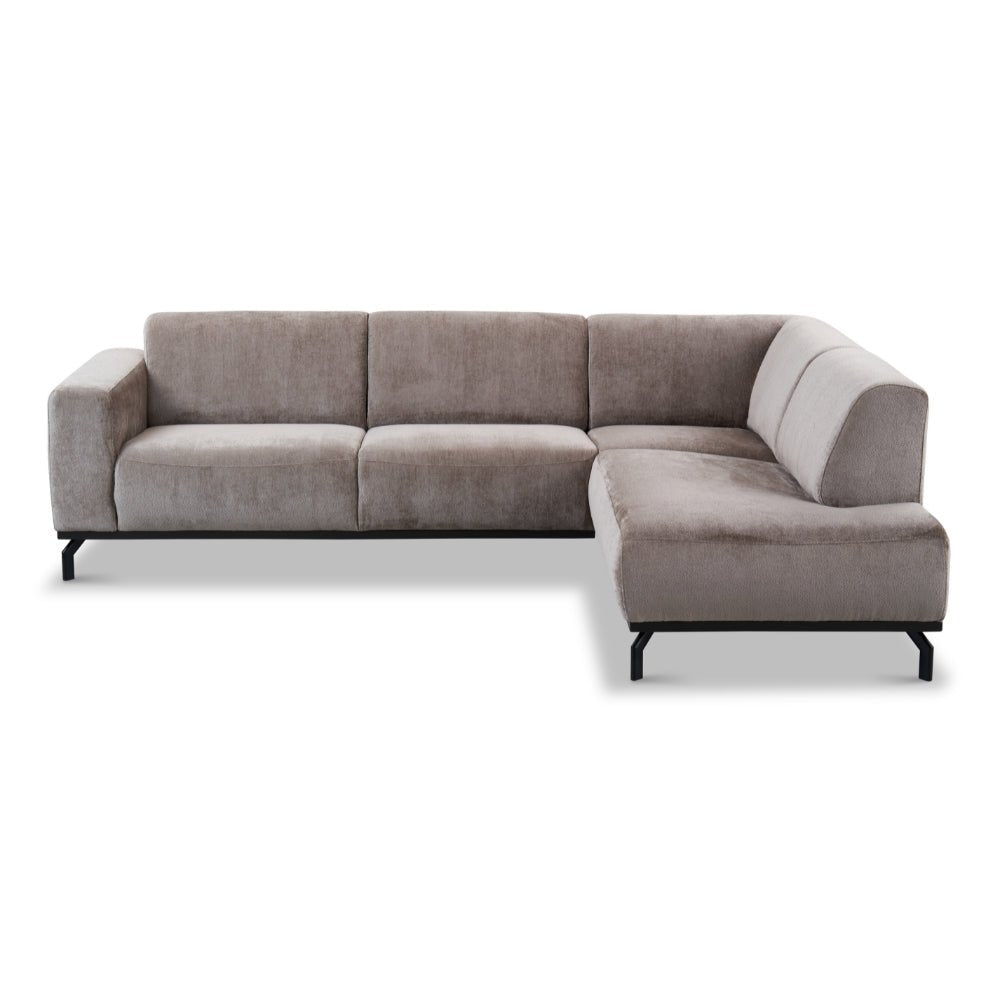 Banken - Hoekbank met hoge poten taupe velvet Chloe - rechts - Dimehouse