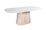 Eettafels-Sintered Stone Marmerlook Travertin Eettafel Lea 180x90 cm - Deens Ovaal-Dimehouse