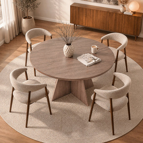 Mesa de comedor redonda Nogal - 120 cm - Mary