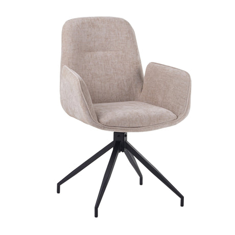 Silla de Comedor Giratoria Nela Chenille Beige - Con Reposabrazos 