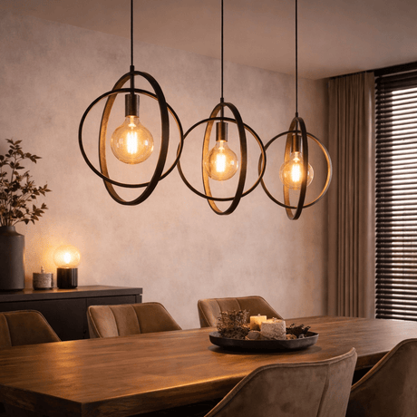 Lámpara colgante Industrial - negro - metal redondo - Otan 3 luces