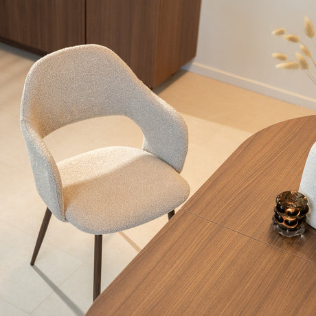 Silla de comedor Japandi Arena - Respaldo abierto - Estructura aspecto nogal - Aki