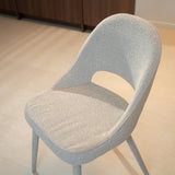 Eetkamerstoelen-Eetkamerstoel zandkleur bouclé Nara - Japandi - volledig gestoffeerd-Dimehouse