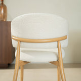 Eetkamerstoelen-Japandi Eetkamerstoel Yuka Beige - Eikenlook Frame-Dimehouse