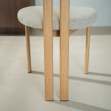 Eetkamerstoelen-Japandi Eetkamerstoel Miyo Bouclé Zandkleur - Eikenlook Frame-Dimehouse
