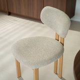 Eetkamerstoelen-Japandi Eetkamerstoel Miyo Bouclé Zandkleur - Eikenlook Frame-Dimehouse