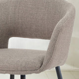 Eetkamerstoelen - Scandinavische Eetkamerstoel Taupe Stof Kuipvorm Don - Met Armleuningen - Dimehouse