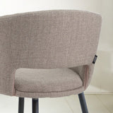 Eetkamerstoelen - Scandinavische Eetkamerstoel Taupe Stof Kuipvorm Don - Met Armleuningen - Dimehouse