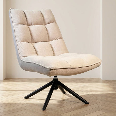 Sillón giratorio Yuki Beige Bouclé 360° Fotografía de ambiente giratoria en un interior moderno
