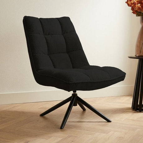 Sillón giratorio Yuki Black Bouclé 360° Fotografía atmosférica giratoria en un interior moderno
