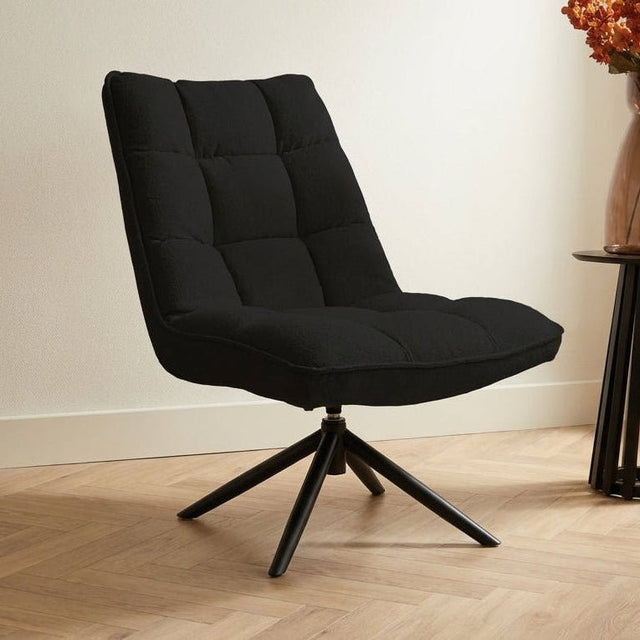 Sillón giratorio Yuki Black Bouclé 360° Fotografía atmosférica giratoria en un interior moderno