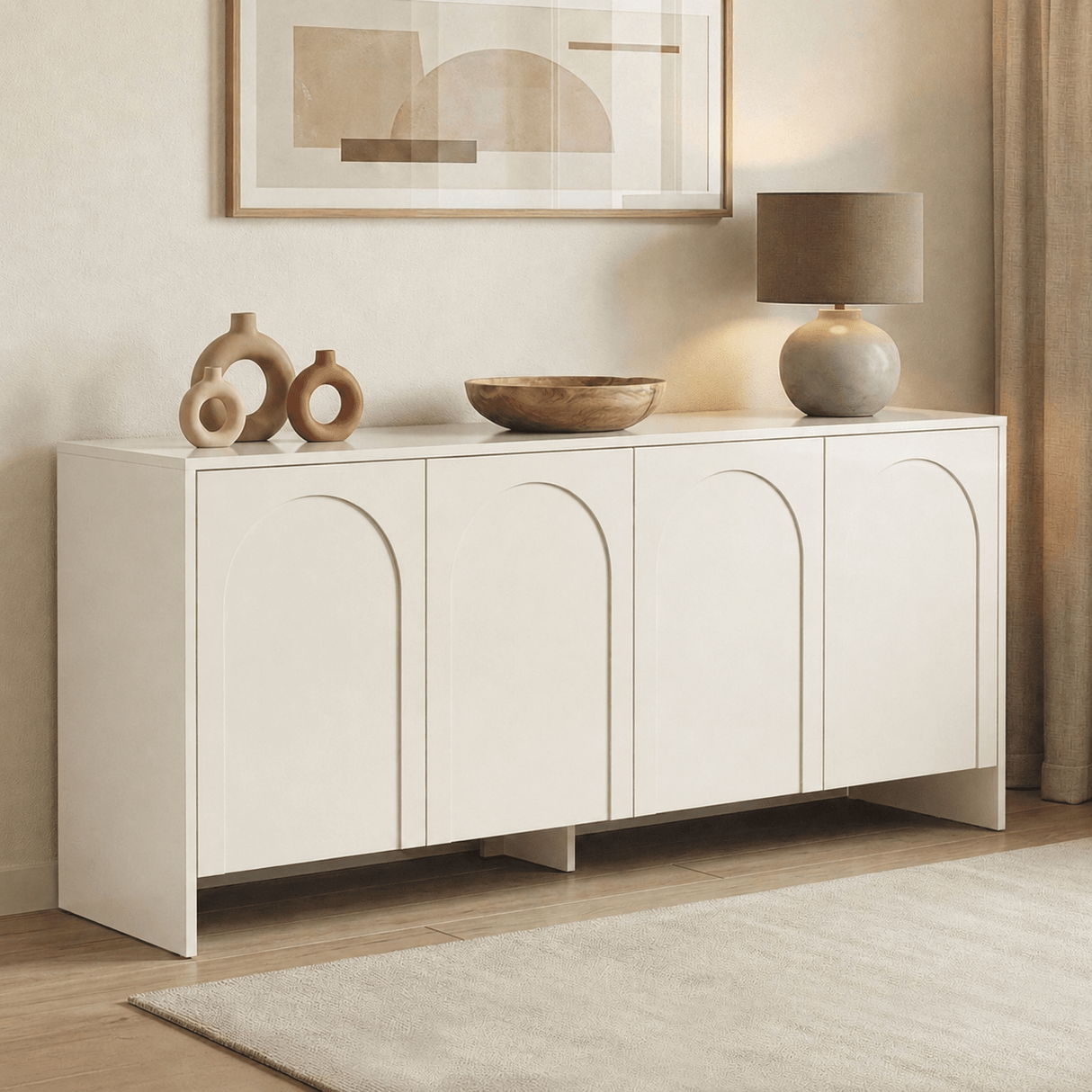 Dressoirs-Dressoir beige melamine - zes vakken - 180x80x45 cm - Aurelia-Dimehouse