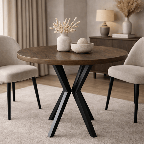 Eettafels - Ronde eettafel Walnoot - 90 cm - Agna - Dimehouse
