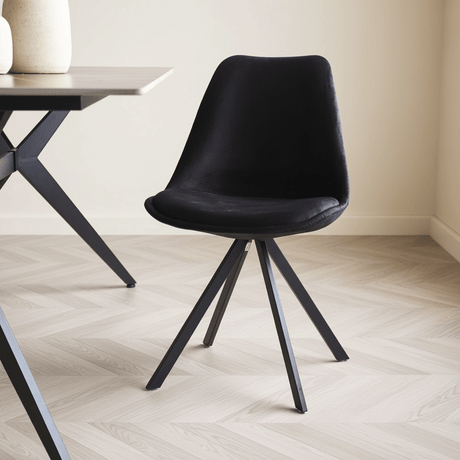 Eetkamerstoel Jace Velvet Zwart - Zonder Armleuningen