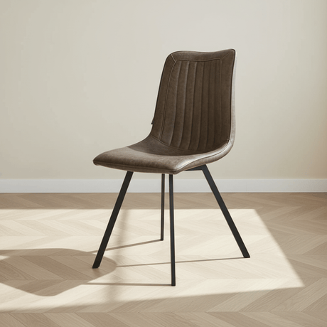 Silla de comedor Jimmy PU cuero artificial color topo