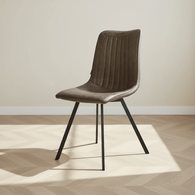 Silla de comedor Jimmy PU cuero artificial color topo