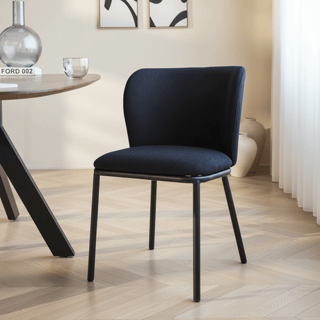 Silla de comedor Tess Tela Bouclé Negro - Sin Reposabrazos