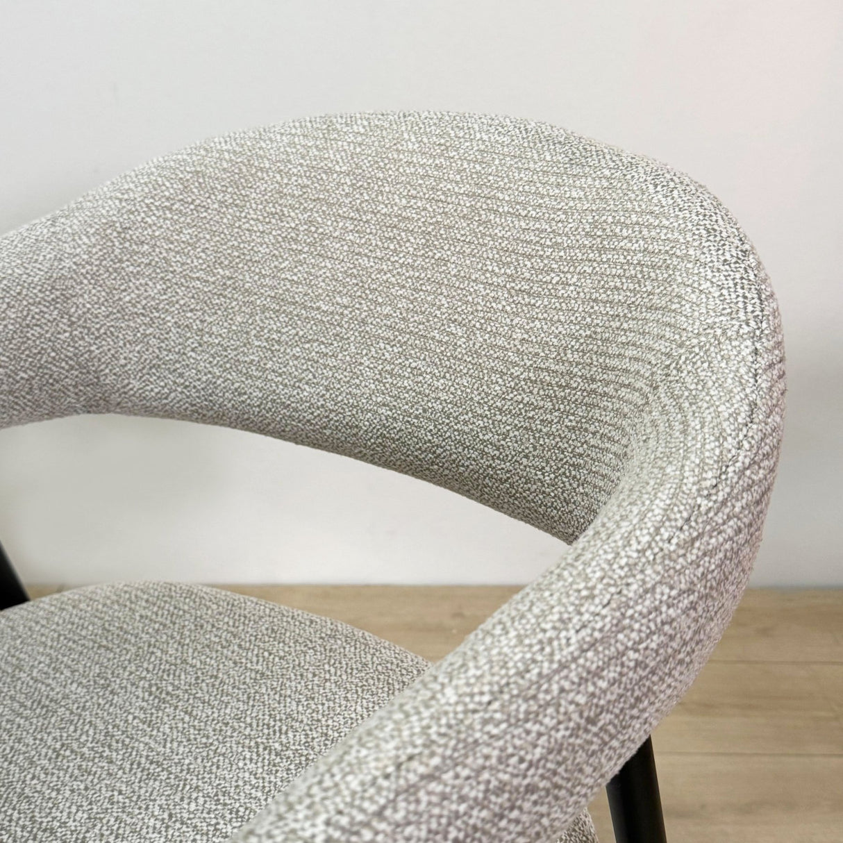 Silla de comedor Set de 4 Bouclé Beige Lisa - Marco Negro 