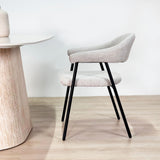 Silla de comedor Set de 4 Bouclé Beige Lisa - Marco Negro 