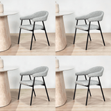 Silla de comedor Set de 4 Bouclé Beige Lisa - Marco Negro 