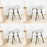 Silla de comedor Set de 4 Bouclé Beige Lisa - Marco Negro 