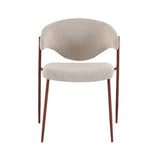 Eetkamerstoelen-Eetkamerstoel bouclé zandkleur Kaito - walnootlook frame - Japandi-Dimehouse