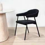 Silla de comedor Set de 4 Bouclé Beige Lisa - Marco Negro 