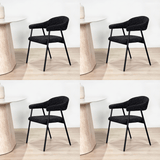 Silla de comedor Set de 4 Bouclé Beige Lisa - Marco Negro 