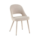 Eetkamerstoelen-Eetkamerstoel zandkleur bouclé Yumi - Japandi - volledig gestoffeerd-Dimehouse