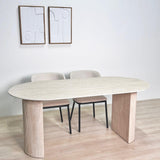 Eettafels - Ovale Eettafel Jimi 180x90 cm travertin beige - Dimehouse
