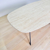 Mesa de comedor Vesta ovalada danesa de cerámica con aspecto de travertino de 180 cm 