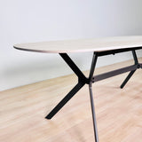 Mesa de comedor Vesta ovalada danesa de cerámica con aspecto de travertino de 180 cm 