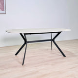 Mesa de comedor Vesta ovalada danesa de cerámica con aspecto de travertino de 180 cm 
