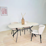 Mesa de comedor Vesta ovalada danesa de cerámica con aspecto de travertino de 180 cm 