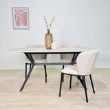 Mesa de comedor Vesta ovalada danesa de cerámica con aspecto de travertino de 180 cm 
