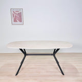 Mesa de comedor Vesta ovalada danesa de cerámica con aspecto de travertino de 180 cm 