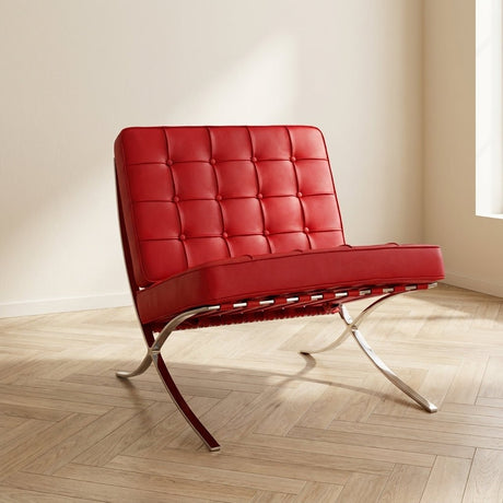 Expo fauteuil rood premium leer sfeerfoto in modern interieur