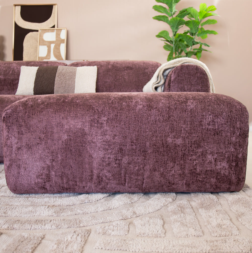 Sofá esquinero tejido chenilla violeta - 292x169 cm - Shane - derecha