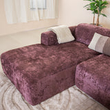 Sofá esquinero tela chenilla violeta - 292x169 cm - Shane - izquierda