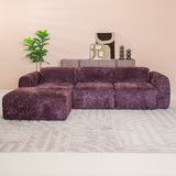 Sofá esquinero tela chenilla violeta - 292x169 cm - Shane - izquierda